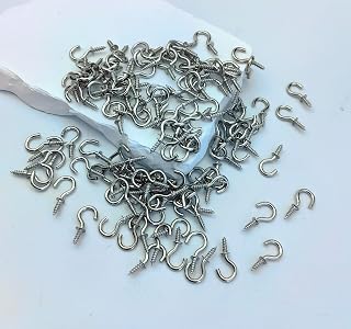 120 Pack Small Screw Hooks for Hanging, Metal Ceiling Hooks for Hanging Plants, 3/4" (Silver)