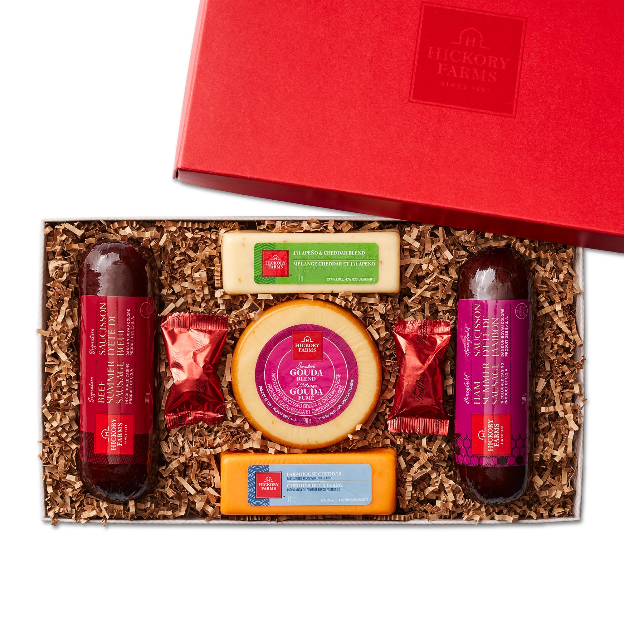 Hickory Farms Deluxe Summer Sausage & Cheese Gift Box | Medium Gift Box | Meat &