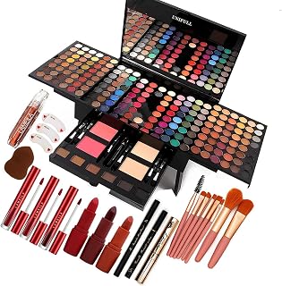 UNIFULL 190 Colors Makeup Pallet,Professional Makeup Kit for Women Full Kit,All in One Makeup Sets for Women&amp;Beginner,include Eyeshadow,Lipstick,Compact Powder,Eyeliner,Concealer(004-Black)