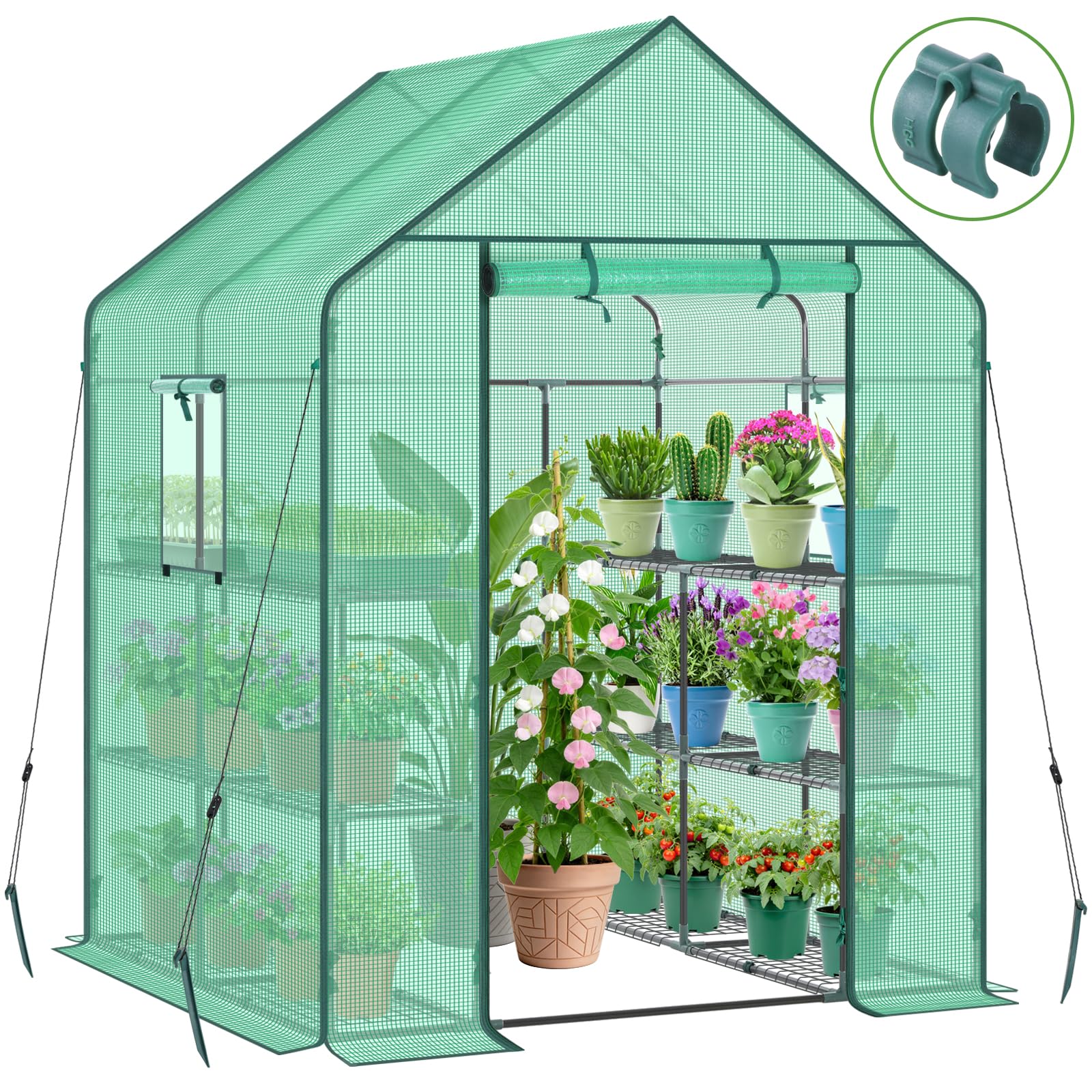 Ohuhu Greenhouse for Outdoors with Screen Windows, 57 x 57 x 76'' Walk in Plant 