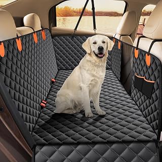 JOEJOY Dog Car Seat Cover, Dog Hammock for Car Back Seat with Visual Window | Dog Car Hammock, Waterproof 600D Fabric, Side Flap, Non-slip Bottom, Storage Pockets, Black