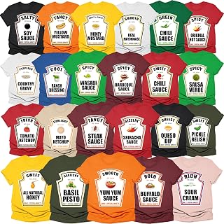 Halloween Family Shirt Matching Condiments Costume Tshirt Tomato Ketchup Yellow Mustard Hot Spicy Sauce Halloween Group Shirt