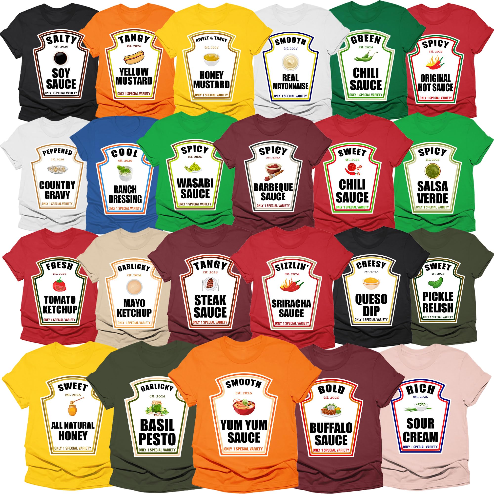 Halloween Family Shirt Matching Condiments Costume Tshirt Tomato Ketchup Yellow 