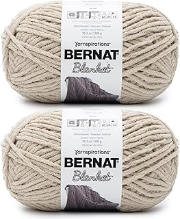 Bernat Blanket Super Bulky Acrylic Yarn - 2 Pack of 300g/10.5oz #6 Chunky Chenille Heavy Weight Yarn for Knitting and Crocheting, Amigurumi, Thick Blankets (Almond, 220 Yards 2-Pack)