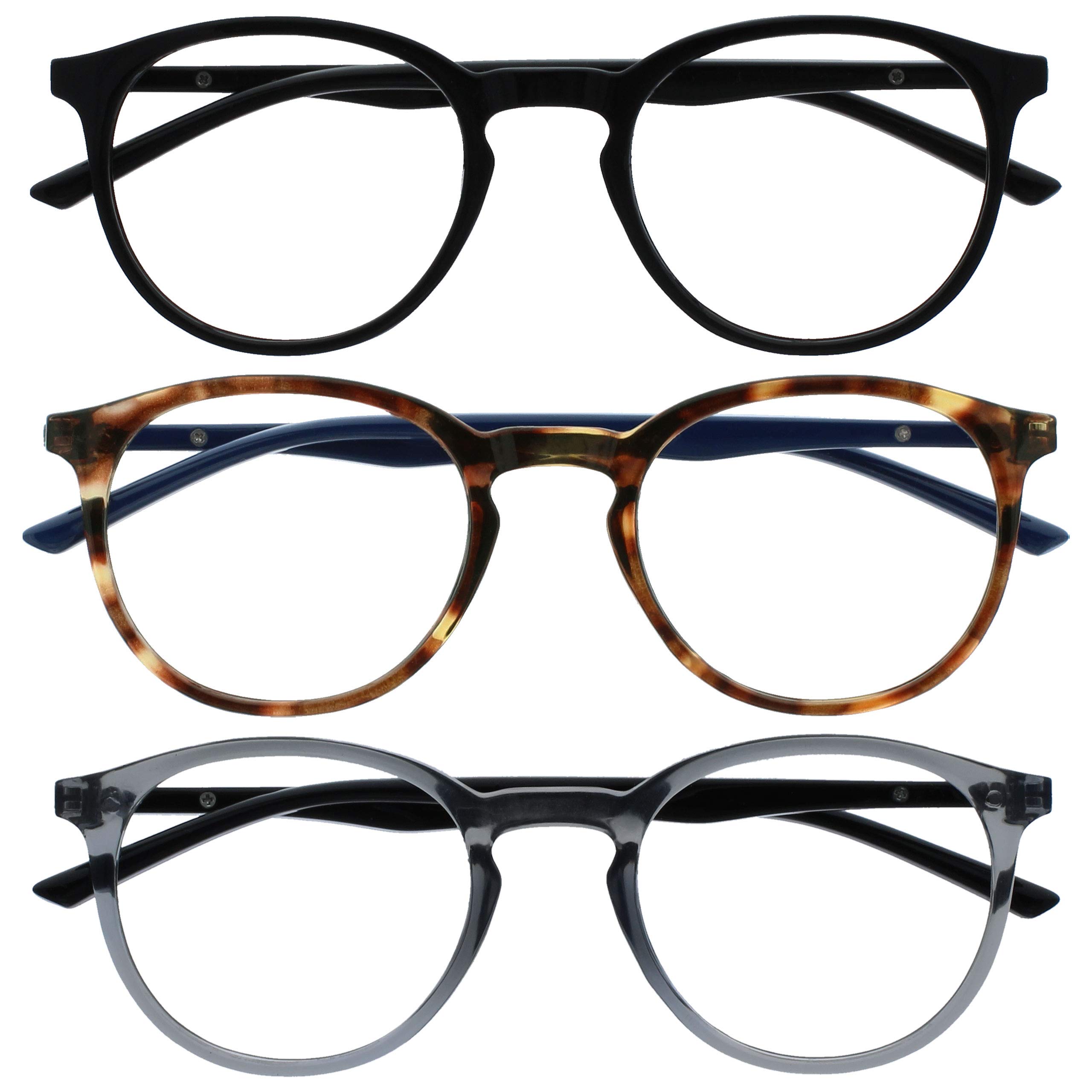 OPULIZE MET Blue Light Blocking Reading Glasses for Women Men, Slim Round Frame 