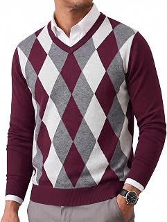 COOFANDY Mens Casual V Neck Sweater Knit Slim Fit Long Sleeve Pullover Top