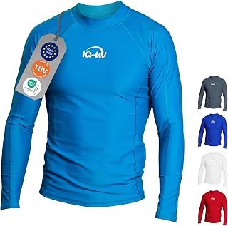 iQ-UV Men's Long-Sleeved Slim Fit - Rash Guard for Men with Sun Protection for Swimming, Surfing & Water Sports - Swimming Shirt Men - Breathable and Quick-Drying
