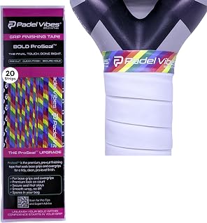 Padel Vibes® BOLD ProSeal™ Grip Finishing Tape | Pre-cut Sealing Strips for Padel, Tennis, Squash, Badminton | For Replacement Grips and Overgrips | Pro-level Finish, Secure Hold