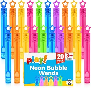 SOL 20pk Bubbles for Kids - Bubbles Party Bag Fillers, Bubble Wands Favours | Bubble Wands for Kids With Mini Bubbles for Party Bags and Colourful Bubble Tubes for Party Bag Prizes 20pk x 10.5cm