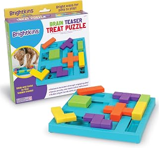 BrightKins Bark Brain Game Treat Puzzle, Interactive Toy for Dogs, Non Skid Treat Dispenser Dog Toy for Mental Stimulation & Slow Feeding, 1 Piece