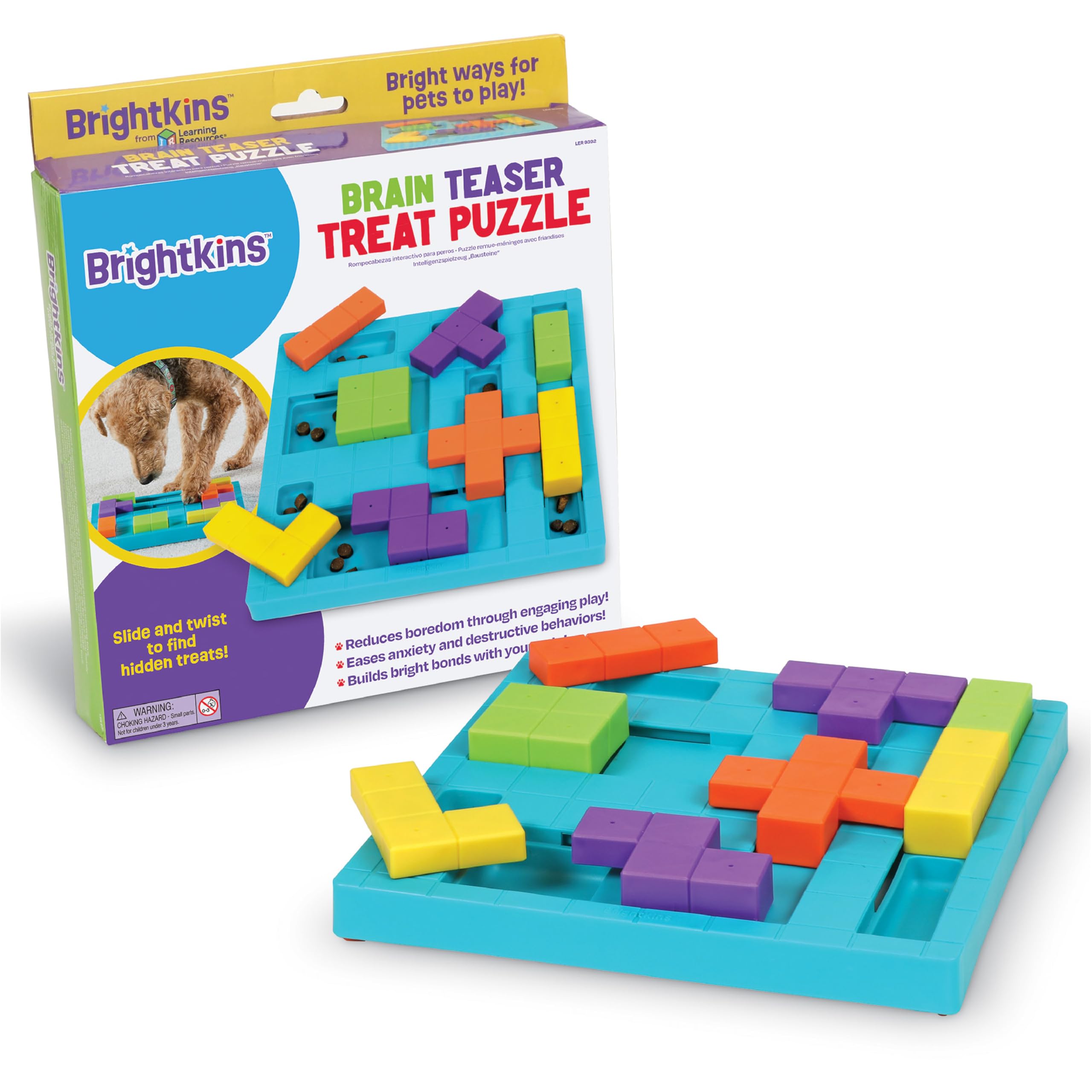 BrightKins Bark Brain Game Treat Puzzle, Interactive Toy for Dogs, Non Skid Trea