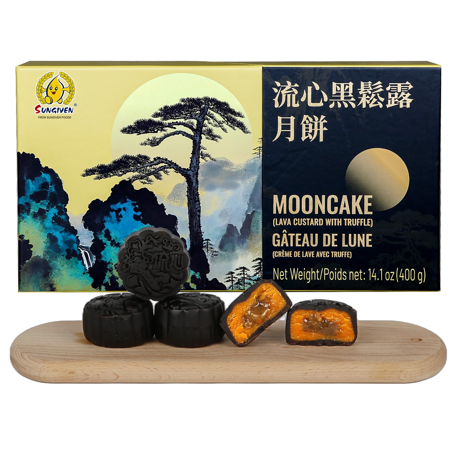 SUNGIVEN Mooncake Lava Custard Truffle 400g Snacks Cakes Mid-Autumn Festival Gif