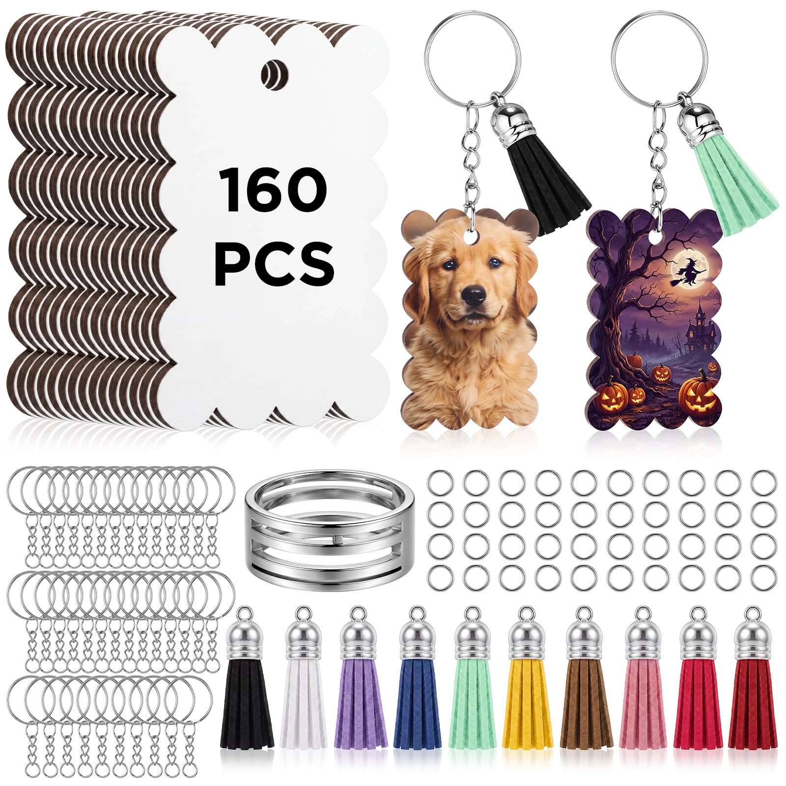SiliFine 160 Pcs Sublimation Keychain Blanks Double Sided with Tassels | Llavero