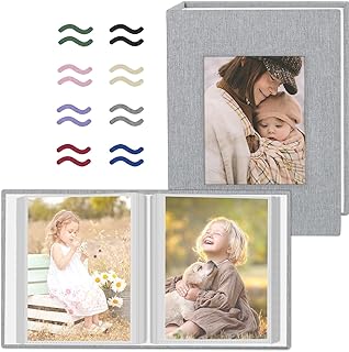 Popotop 2 Pack Photo Album 4x6 Pictures, Small Linen Slip-in Photo Albums Book for 80 Photos with 40 Pockets, Birthday Gifts for Women Mom Family Baby