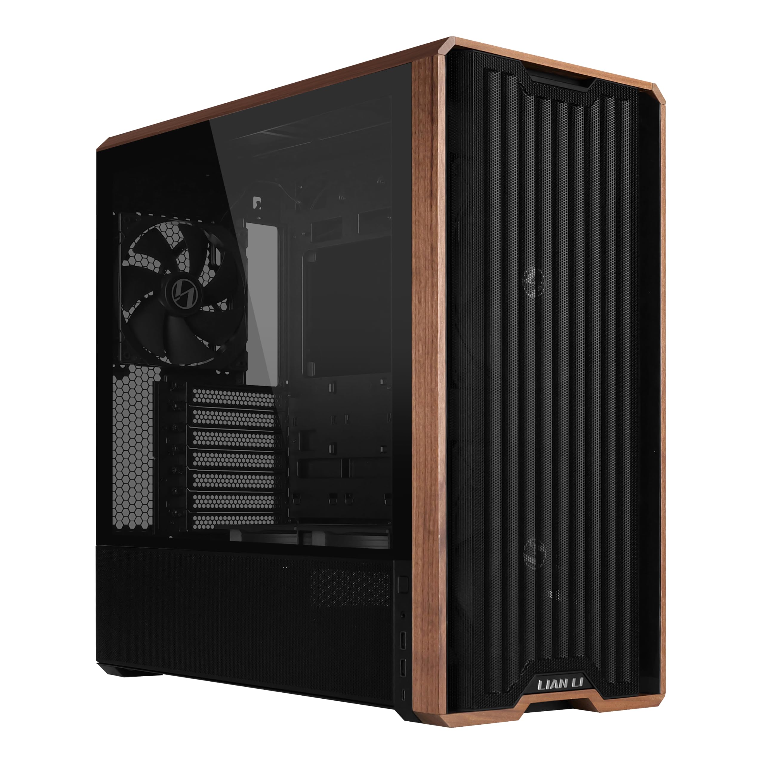 Lian Li LANCOOL 217 ATX Mid-Tower PC Case, 5 PWM Fans, Black Walnut Wood | Pre-i