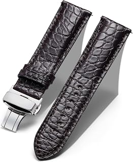BINLUN Leather Watch Strap Straps Crocodile Leather Embossed for Men Women 18mm 19mm 20mm 21mm 22mm Quick Release Folding Buckle Fashion Classic Craft