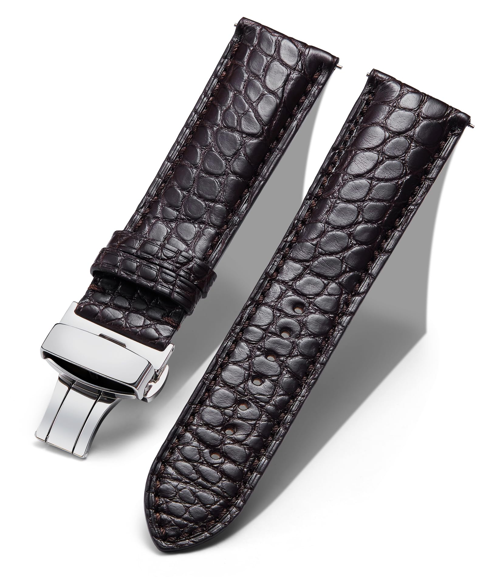 BINLUN Leather Watch Strap Straps Crocodile Leather Embossed for Men Women 18mm 