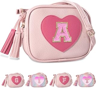 Birthday Gifts for 2 3 4 5 6 7 8 9 10 Year Old Girl,Cute Little Girl Purse Toddler Purse for Kids Wallet,Small Initial Shoulder Crossbody Bag,Personalized Christmas Gift for Daughter Baby(Pink,A)