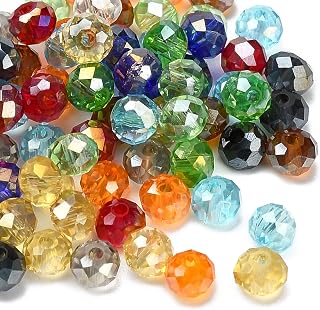 200pcs Clear AB Color Plated Glass Beads 4x3mm Faceted Rondelle Loose Beads for Jewelry Making Bracelet Necklace Earrings Hole:1mm