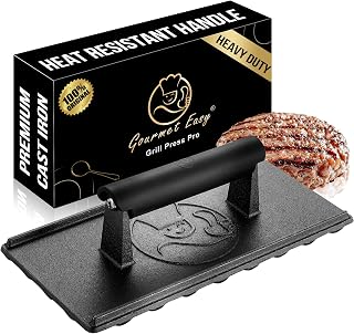 Gourmet Easy 3 lbs Cast Iron BBQ Grill Press with Heat Resistant Handle