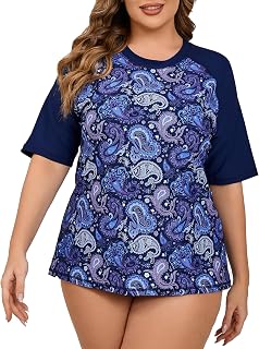 Halcurt Women's Short Sleeve Rash Guard Swim Top Half Zip Short Sleeve Rash Guard Swim Top