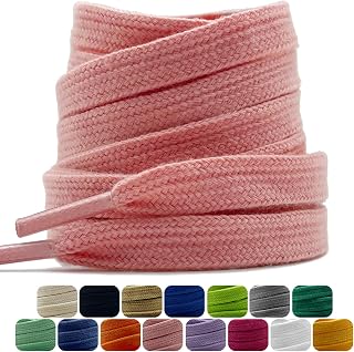 2 Pairs Cotton Shoelaces Flat Shoelaces (9mm Wide) for Sneakers, Sports Shoes, Work Shoes, Running Shoes, Shoelaces, Football Shoes
