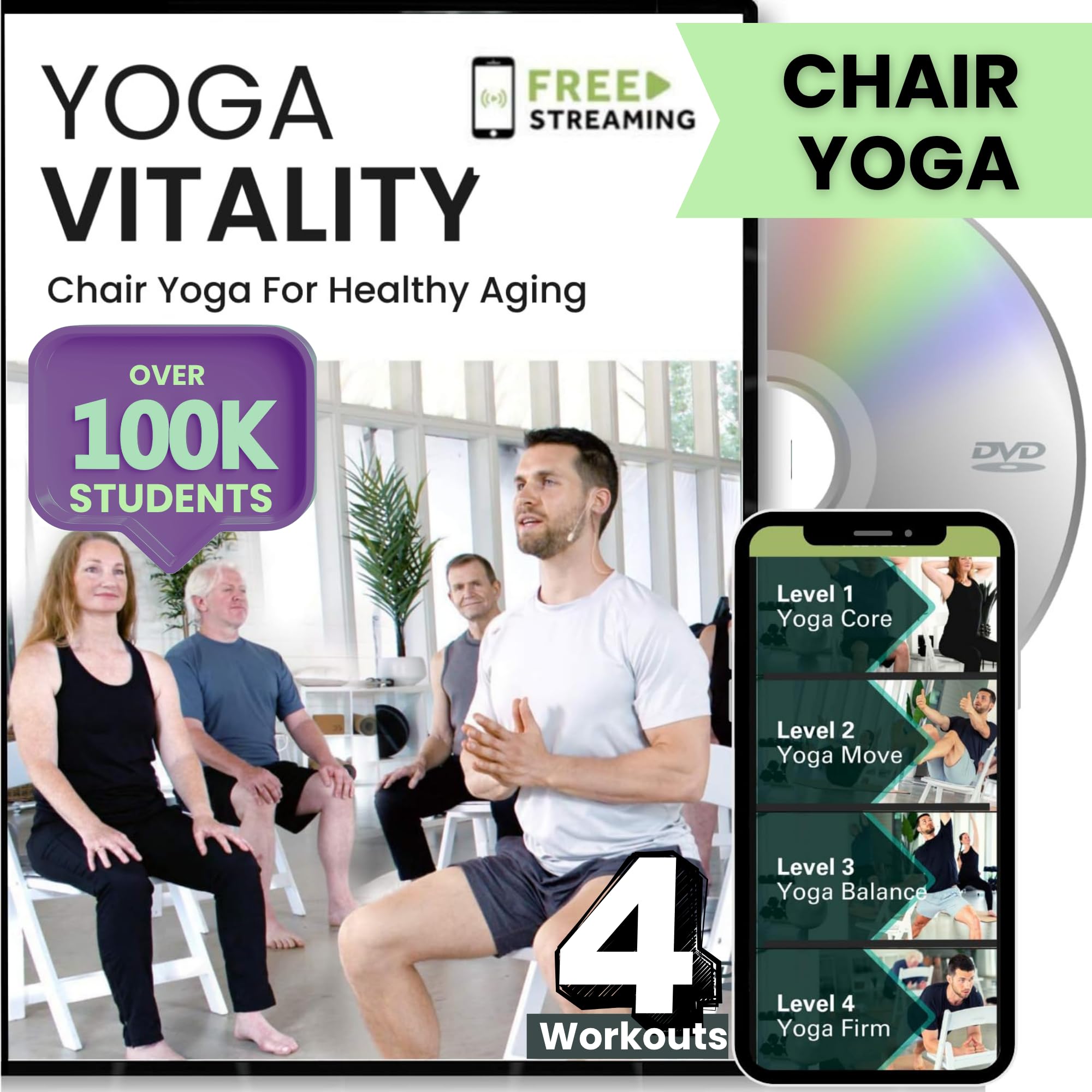 Yoga Vitality - Chair Yoga For Seniors Over 60, Older Adults, and Absolute Begin