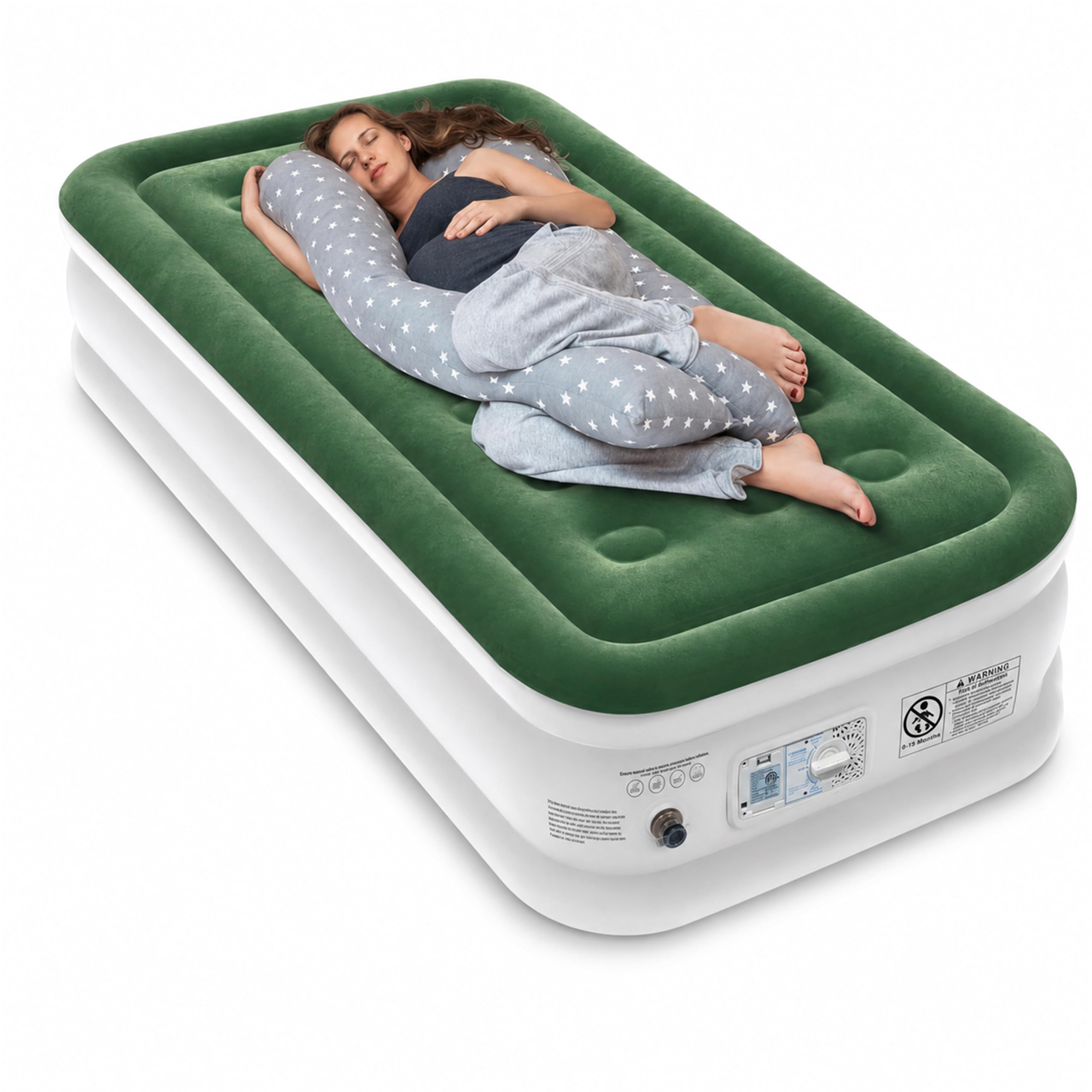 Zearna Air Mattress with Built in Pump - Upgraded Twin Blow Up Mattress, 2 Mins 