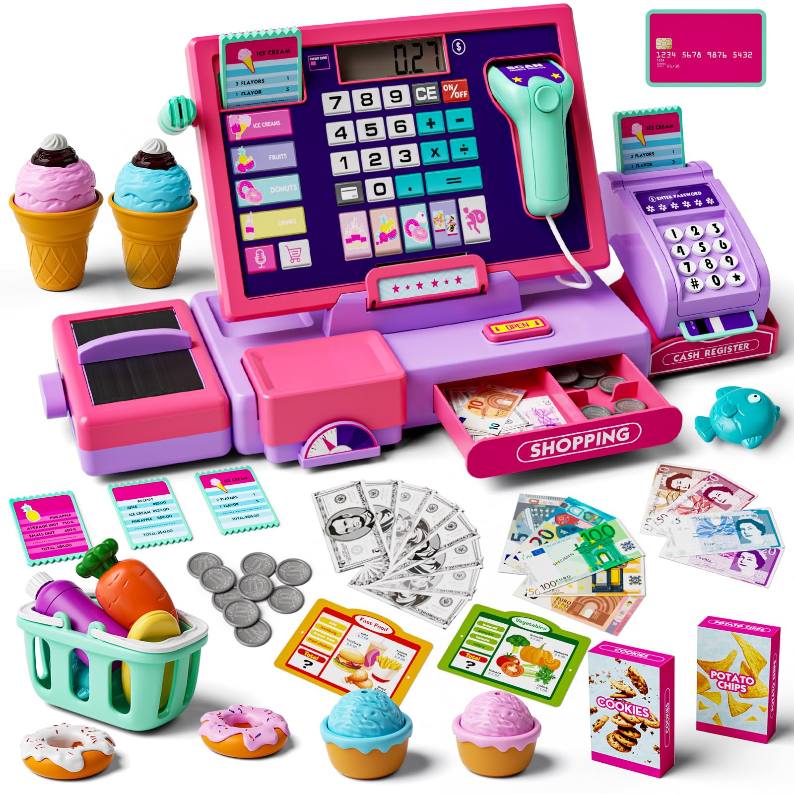 Upgraded Kids Cash Register Toy for Boys Girls, Pretend Play Gift | Pretend Play