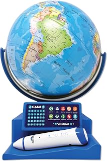 Dr. STEM Toys Interactive Talking Globe with Smart Pen, Game Panel, Quizes | 300+ Geographic Quiz Questions, Touch & Learn, Music, and More - Educational Toy for Kids Ages 6+