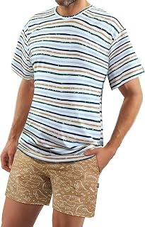 sesto senso Pajamas Men's Short Cotton Tshirt Trousers Set Manich Short Summer