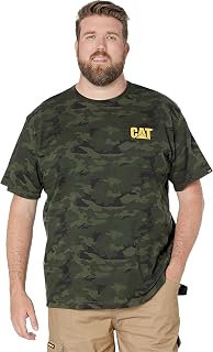 CAT Men's Trademark T-Shirts with Shape-Retention Rib Trim Spandex, Tagless Neck, and Cat Logo on Left Chest