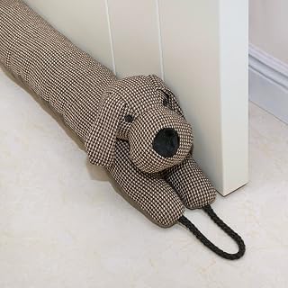 Marwood Under Door Draft Stopper Decorative Wind Stopper 36 inch for Door & Window, Weighted Animal Air Draft Stopper for Bottom of Door with Hanging Loops - Brown Dog