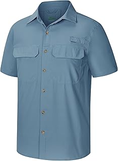 33,000ft Men's UPF 50+ UV Short Sleeve Hiking Fishing Shirt Quick Dry Cooling PFG Sun Protection Shirt for Travel Safari