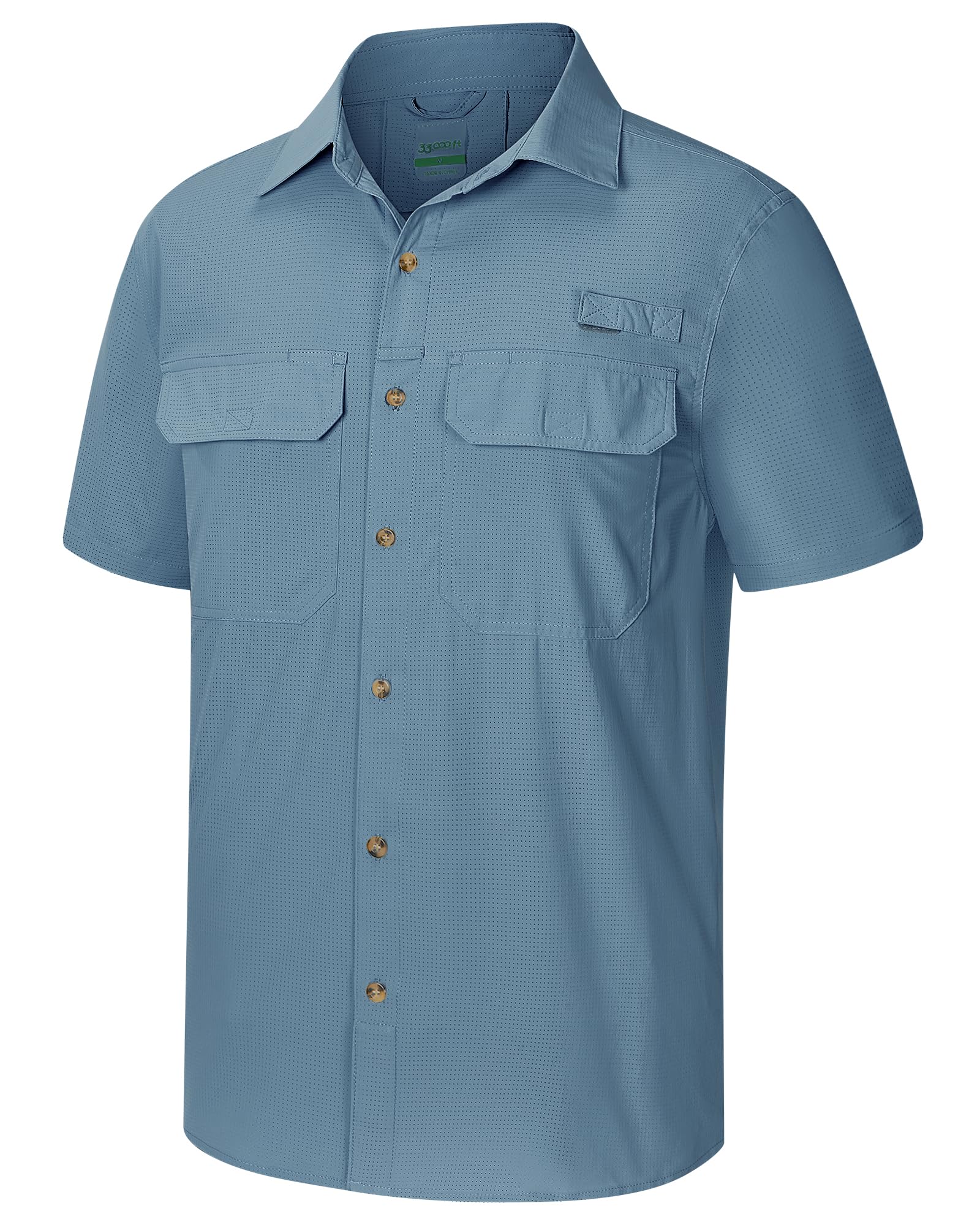 33,000ft Men's UPF 50+ UV Short Sleeve Hiking Fishing Shirt Quick Dry Cooling PF