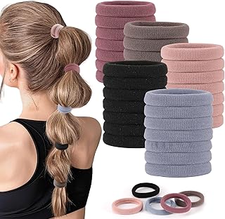 35 Pieces Hair Ties for Women Soft Thick Durable Elastic Hair Bands Ponytail Holder (Natural Colors)
