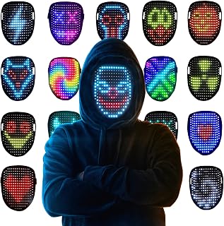 LED Light Up Mask with Gesture Sensing, Kids Toys Gifts for Boys | Face-transforming Halloween Costume Mask, 50 Patterns, Gifts for Halloween Christmas Birthday Cosplay Party, Fit Kids Adults