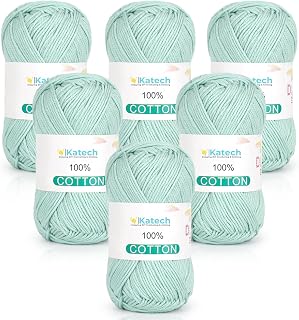 Katech 1OO% Cotton Yarn for Crocheting-Baby Cotton Yarn (Light Lake Blue