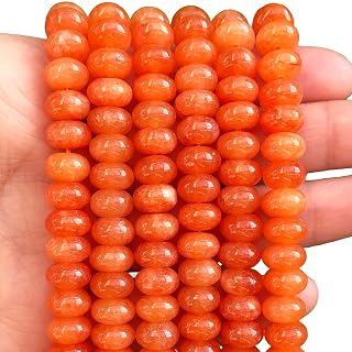 Songxi 5x8mm Natural Orange Colored Jade Stone Rondelle Beads, 73PCS Spacer Round Loose Abacus Beads for Jewelry Making, Gemstone for Bracelet Necklace Earrings, Arts and Crafts