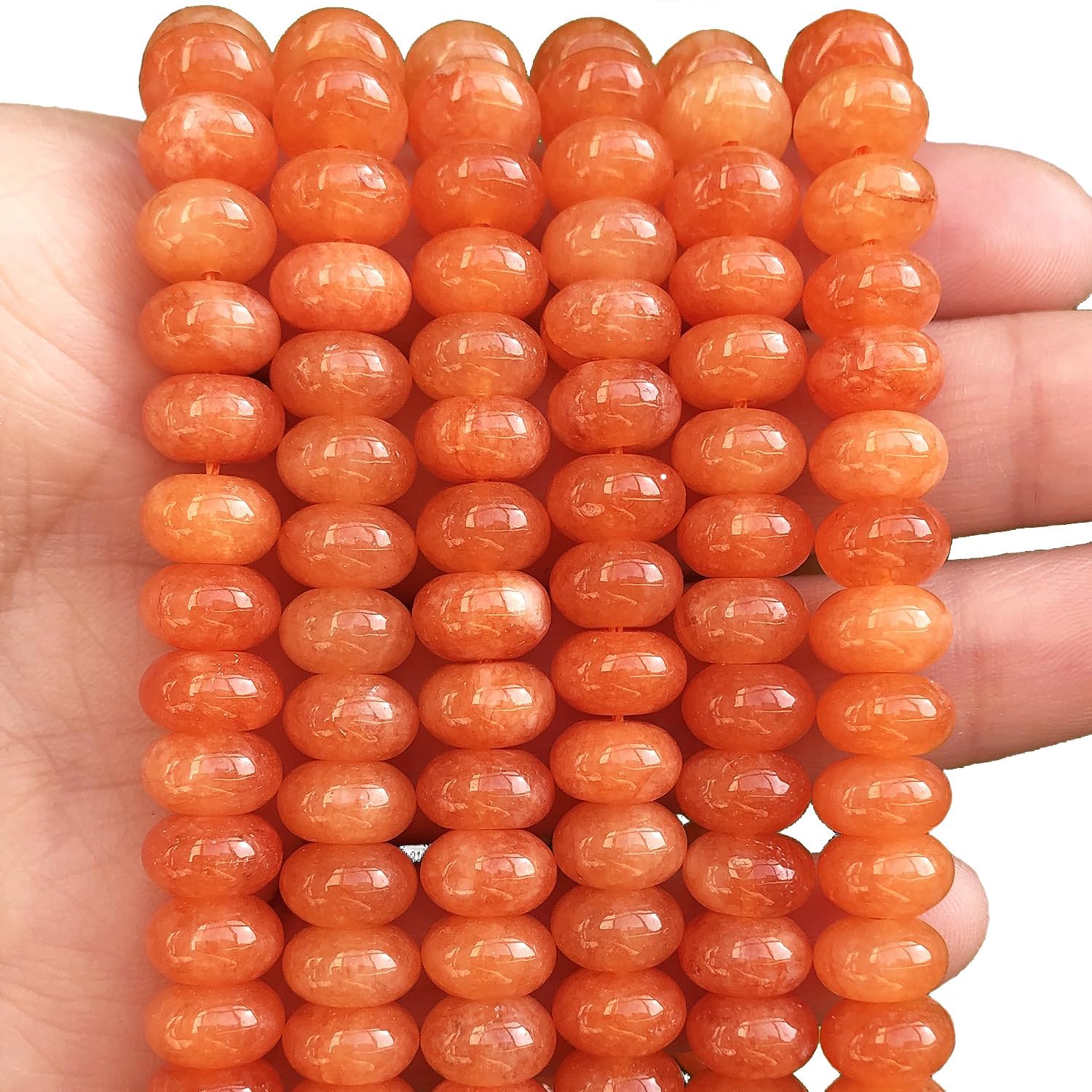 Songxi 5x8mm Natural Orange Colored Jade Stone Rondelle Beads, 73PCS Spacer Roun