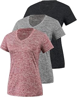 Cosy Pyro 3 Pack Women's Short Sleeve Dry Fit T-Shirts Athletic V-Neck Tees