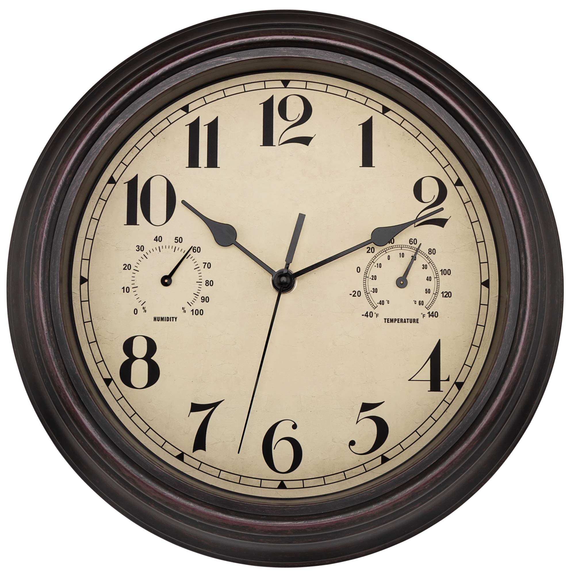 Foxtop Indoor Outdoor Waterproof Wall Clock with Thermometer and Hygrometer Comb