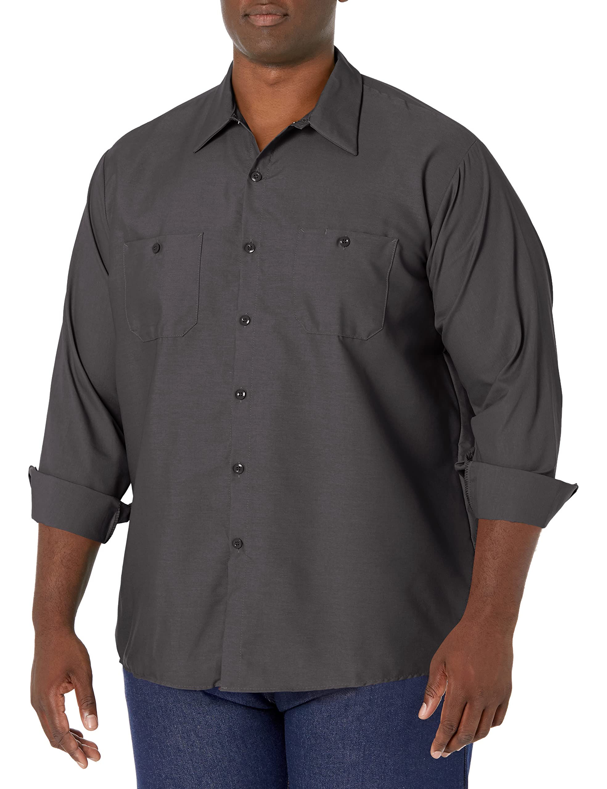 Red Kap Men's Long Sleeve Industrial Work Shirt | Moisture Wicking Button Up, Wr