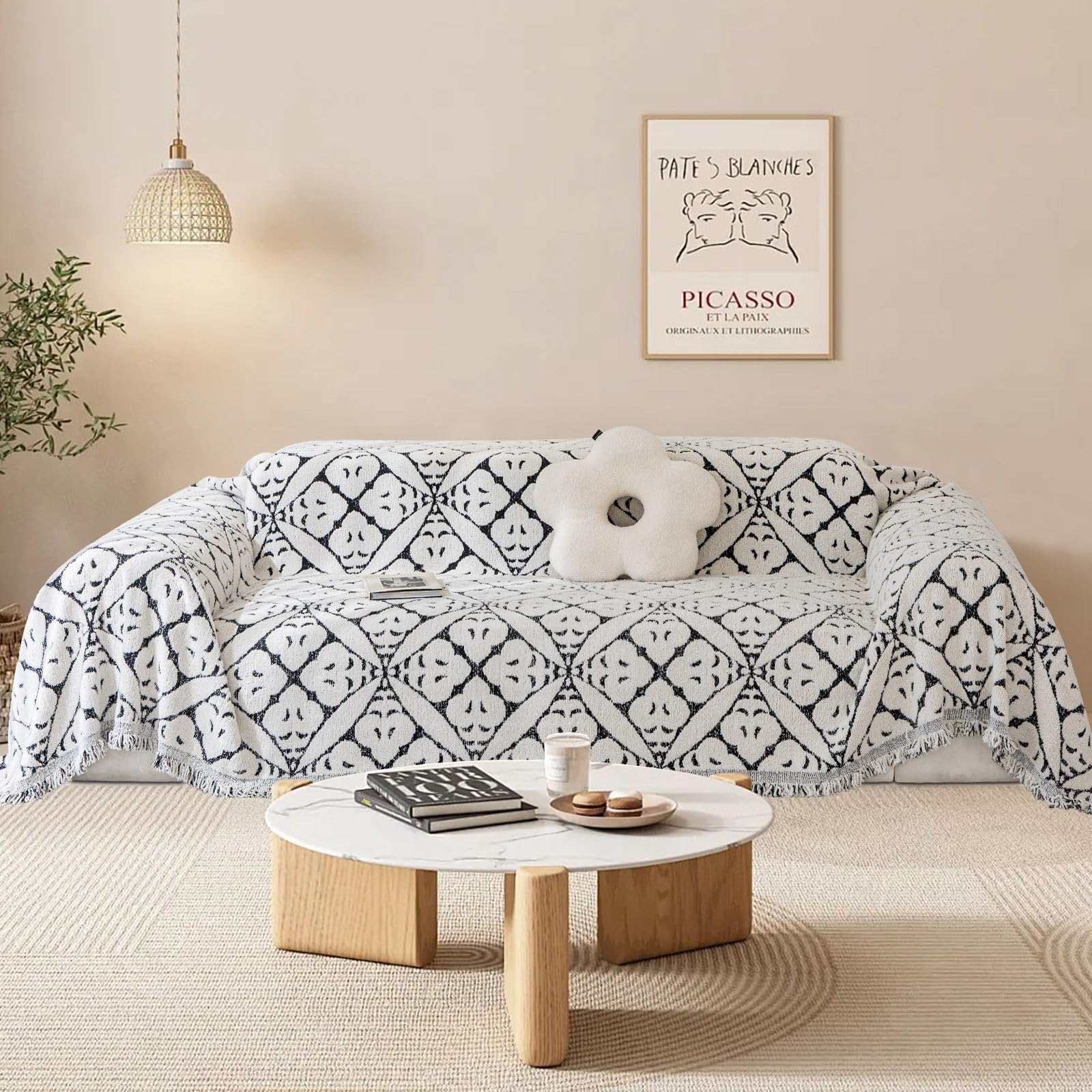SHANNA Sofa Cover for 3 Seater, Chenille AB Sided Slipcover for Corner Sofa, All