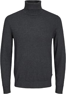 JACK & JONES JJEEMIL Men's Slim Turtleneck Sweater Classic Long Sleeve Round Neck Sweater