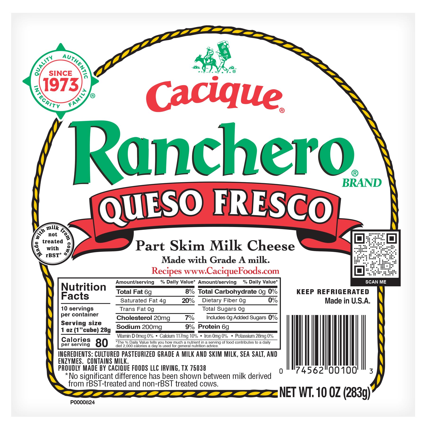 Cacique, Queso Fresco Ranchero, 10 oz