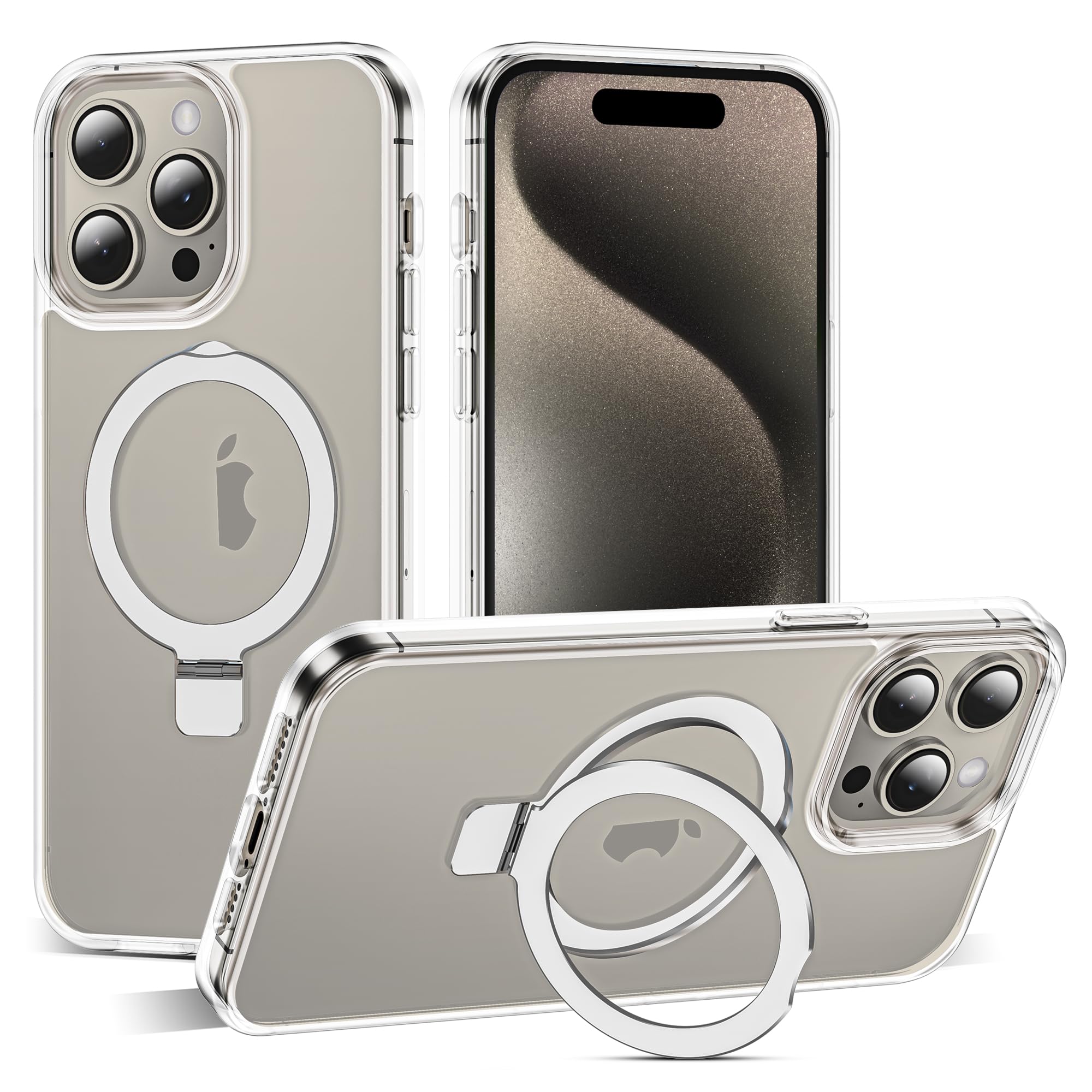 SKYLMW Compatible with iPhone 15 Pro Max Case with Invisible Magnetic Stand O-Ri