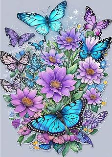 FOXKISS Butterfly Diamond Art Painting Kits for Adults, Full Drill Diamond Dots Paintings for Beginners, Round 5D Paint with Diamonds Pictures Gem Art Painting Kits DIY Crafts Kits 12x16inch