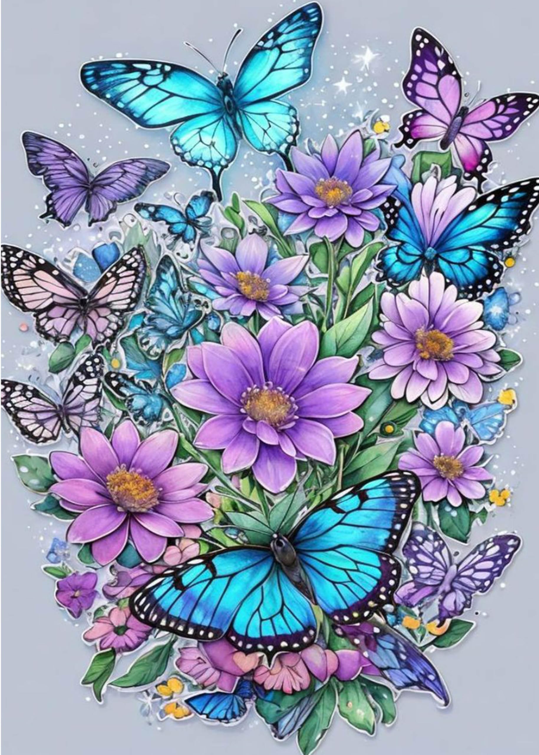 FOXKISS Butterfly Diamond Art Painting Kits for Adults, Full Drill Diamond Dots 