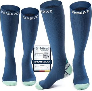 CAMBIVO Compression Stockings for Men and Women, 2 Pairs, Compression Socks, Support Stockings for Running, Sports, Flights, Travel, Cycling